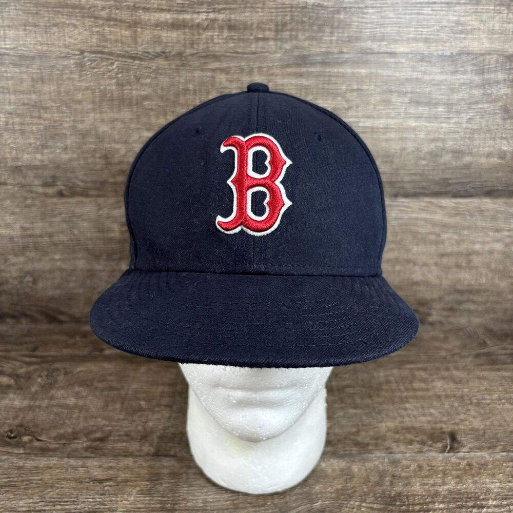 Boston Red Sox Hat Cap Fitted Mens 7 1/4 Navy Blue MLB Baseball 59FIFTY New Era